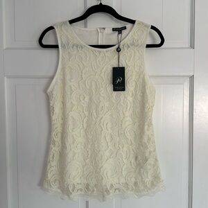 Adrianna Papell White Lace Blouse Size Medium NWT
